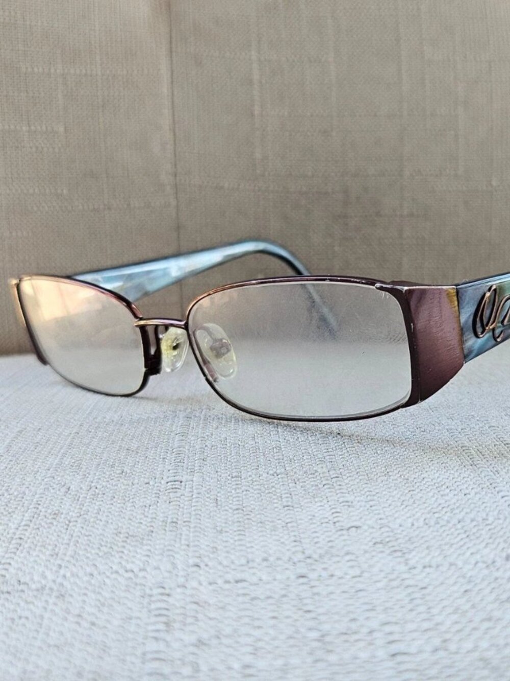 Oleg Cassini Women Eyeglasses Frame Brown Tone Metal Glasses Eyewear OCO324